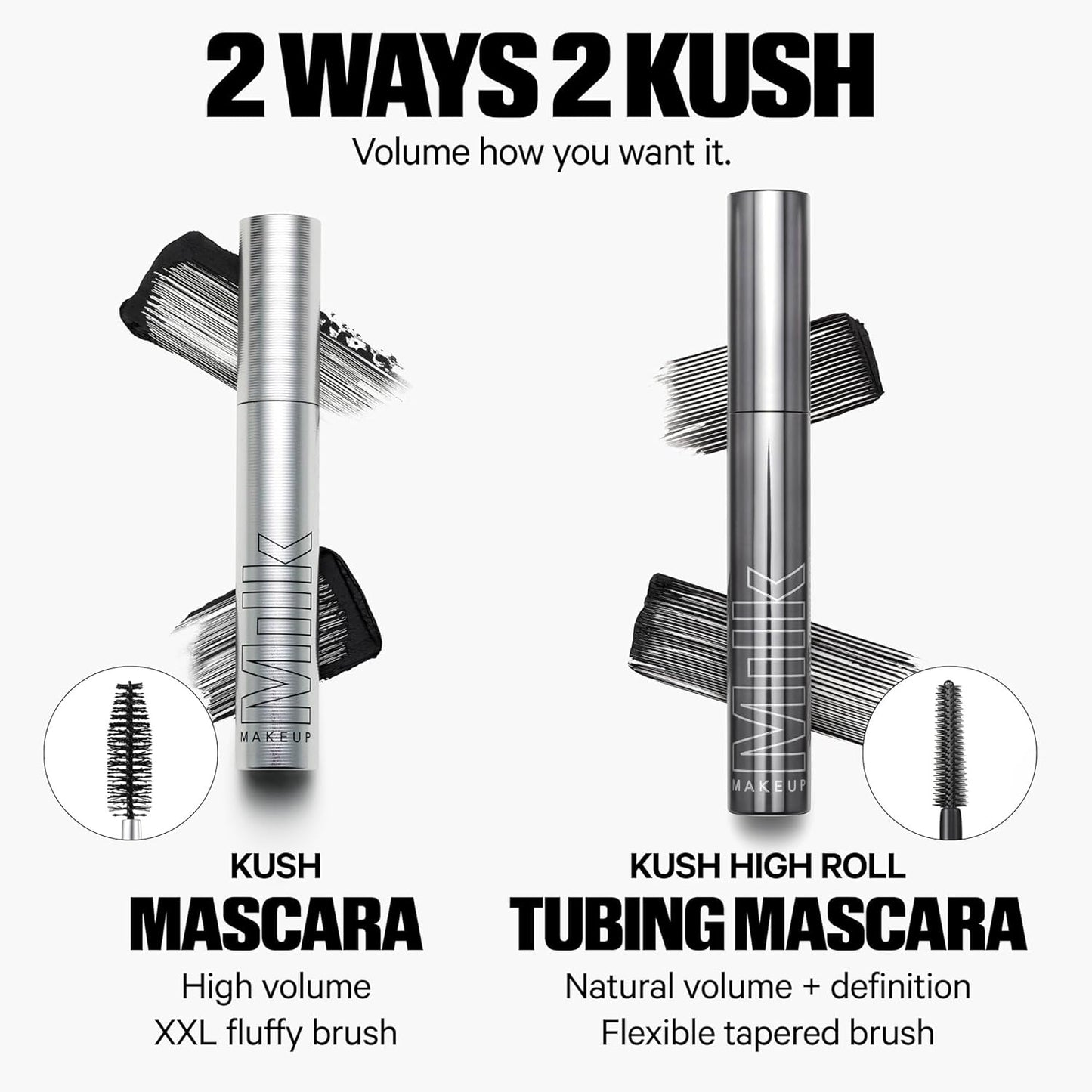 Milk Makeup KUSH High Roll Tubing Mascara – Longwear Mascara for Natural Volume, Length + Definition – Water-Resistant, Smudge-Proof + Flake-Free Up to 24 Hours – 0.3 oz