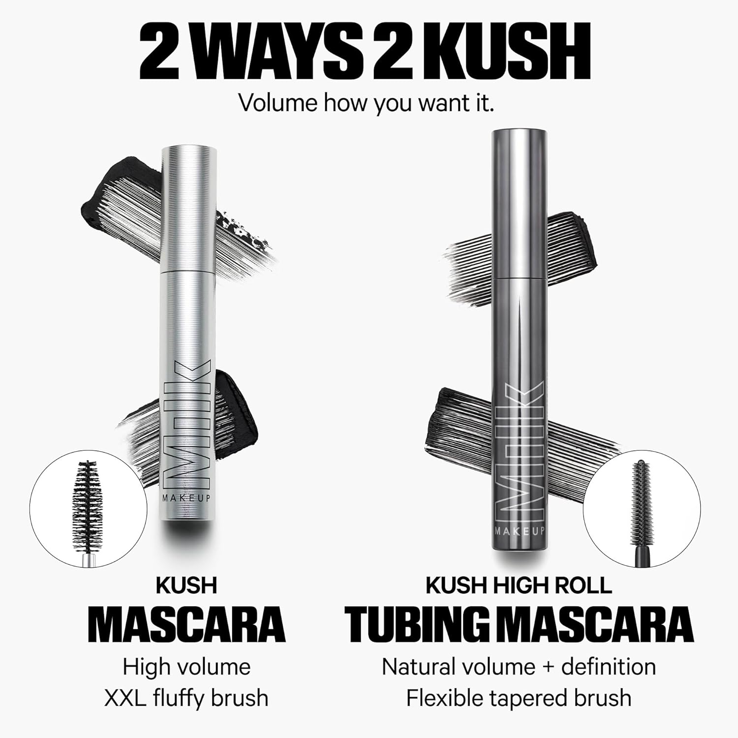 Milk Makeup KUSH High Roll Tubing Mascara – Longwear Mascara for Natural Volume, Length + Definition – Water-Resistant, Smudge-Proof + Flake-Free Up to 24 Hours – 0.3 oz