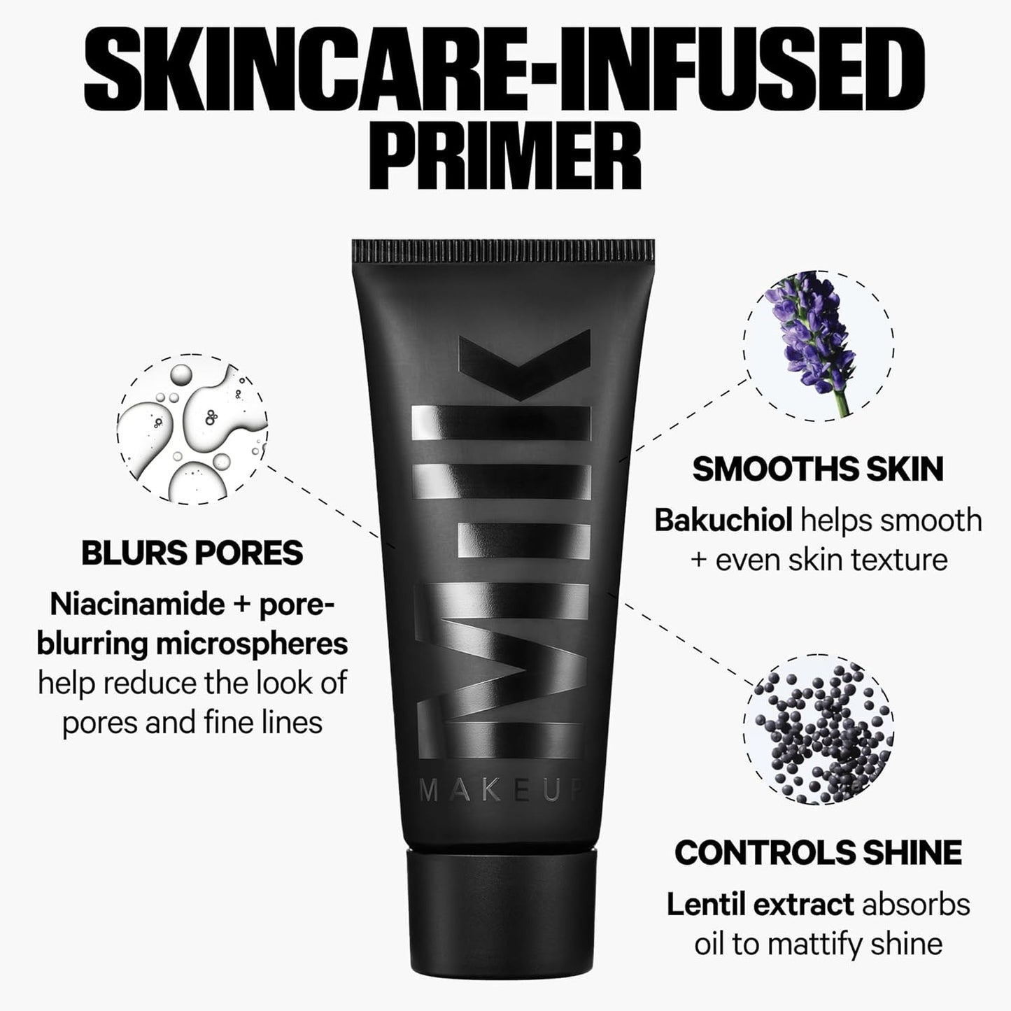 Milk Makeup Pore Eclipse Mattifying Primer – Blurs Pores, Controls Shine + Holds Makeup for Up to 12 Hours – Creates a Smooth, Even Base for a Soft, Long-Lasting Matte Finish