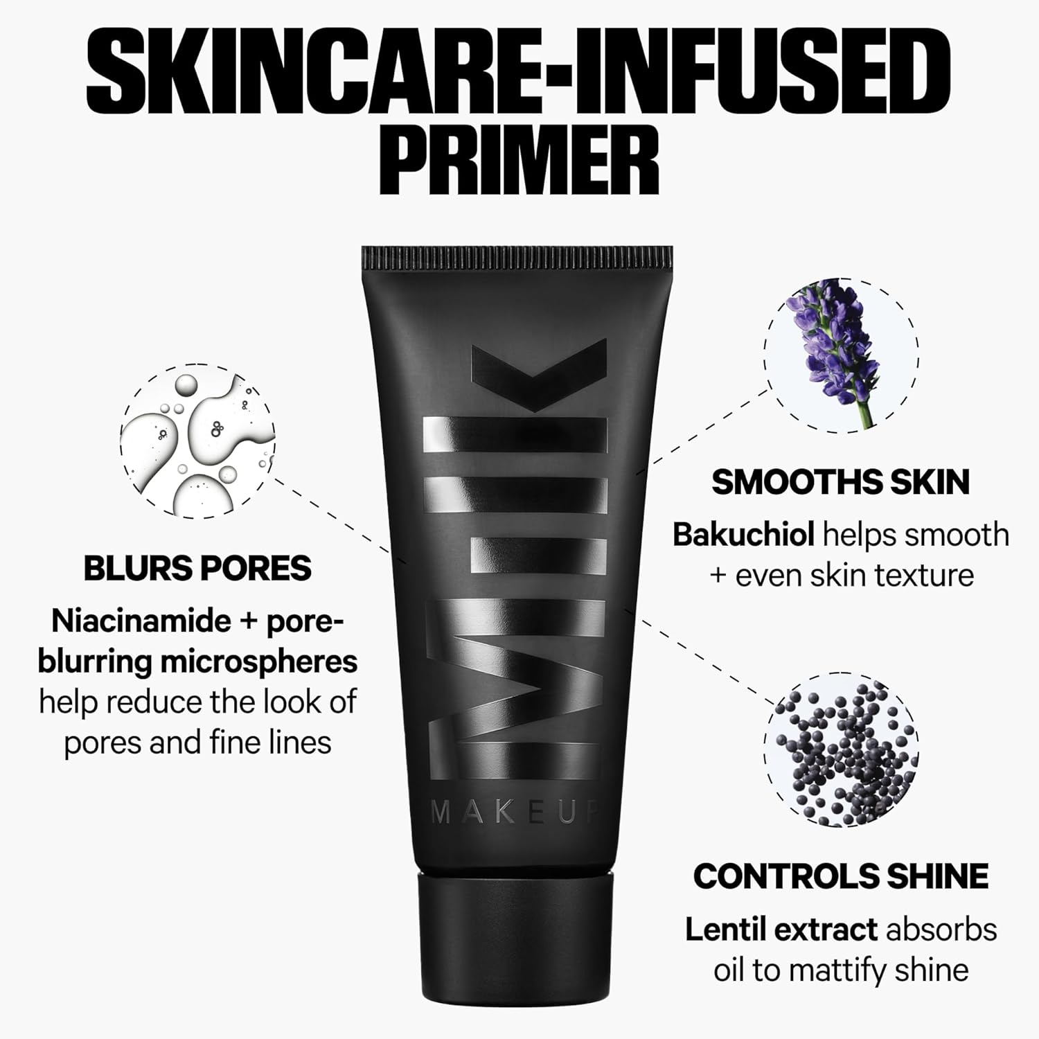 Milk Makeup Pore Eclipse Mattifying Primer – Blurs Pores, Controls Shine + Holds Makeup for Up to 12 Hours – Creates a Smooth, Even Base for a Soft, Long-Lasting Matte Finish