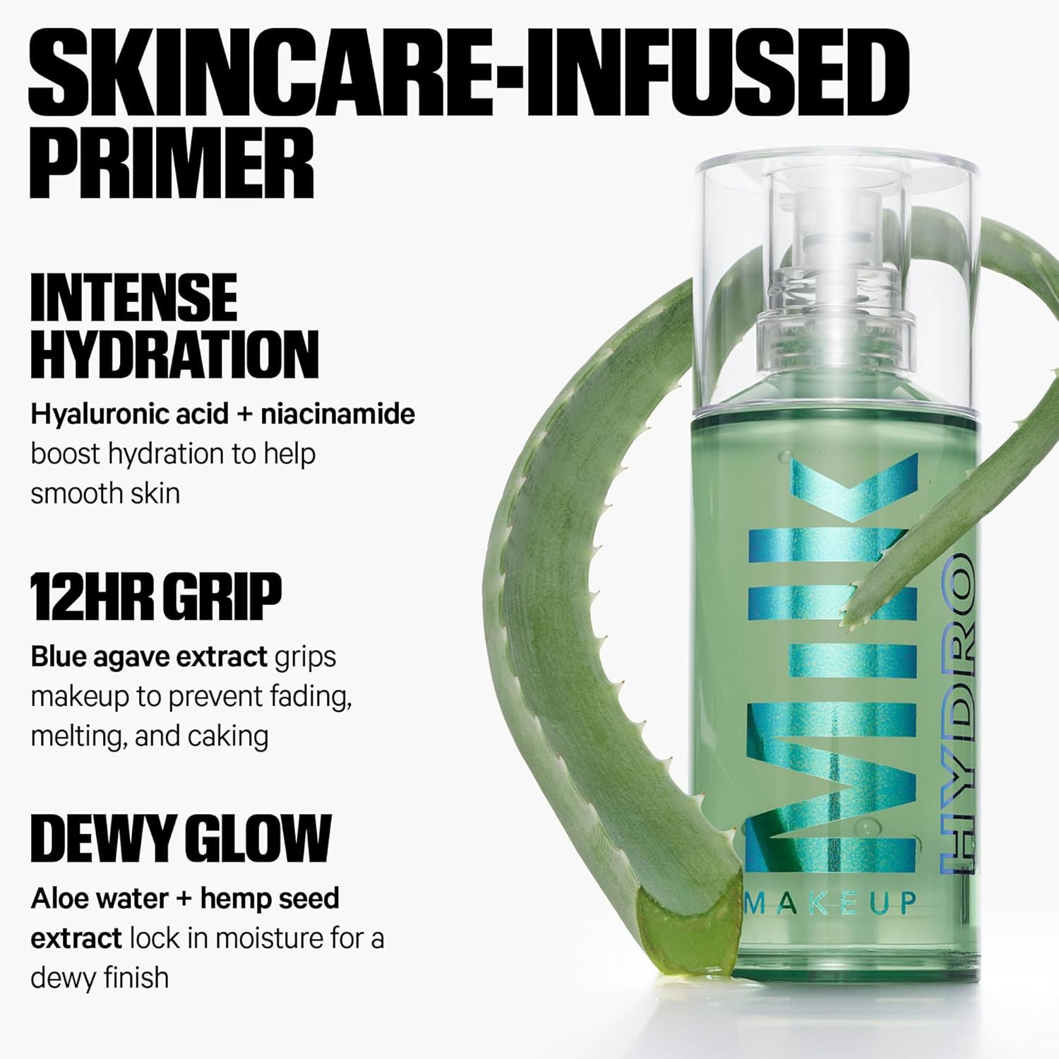 Milk Makeup Hydro Grip Primer with Hyaluronic Acid + Niacinamide – Hydrating Face Primer Grips Makeup for Up to 12 Hours – Silicone-Free, Lightweight Gel with Dewy Finish