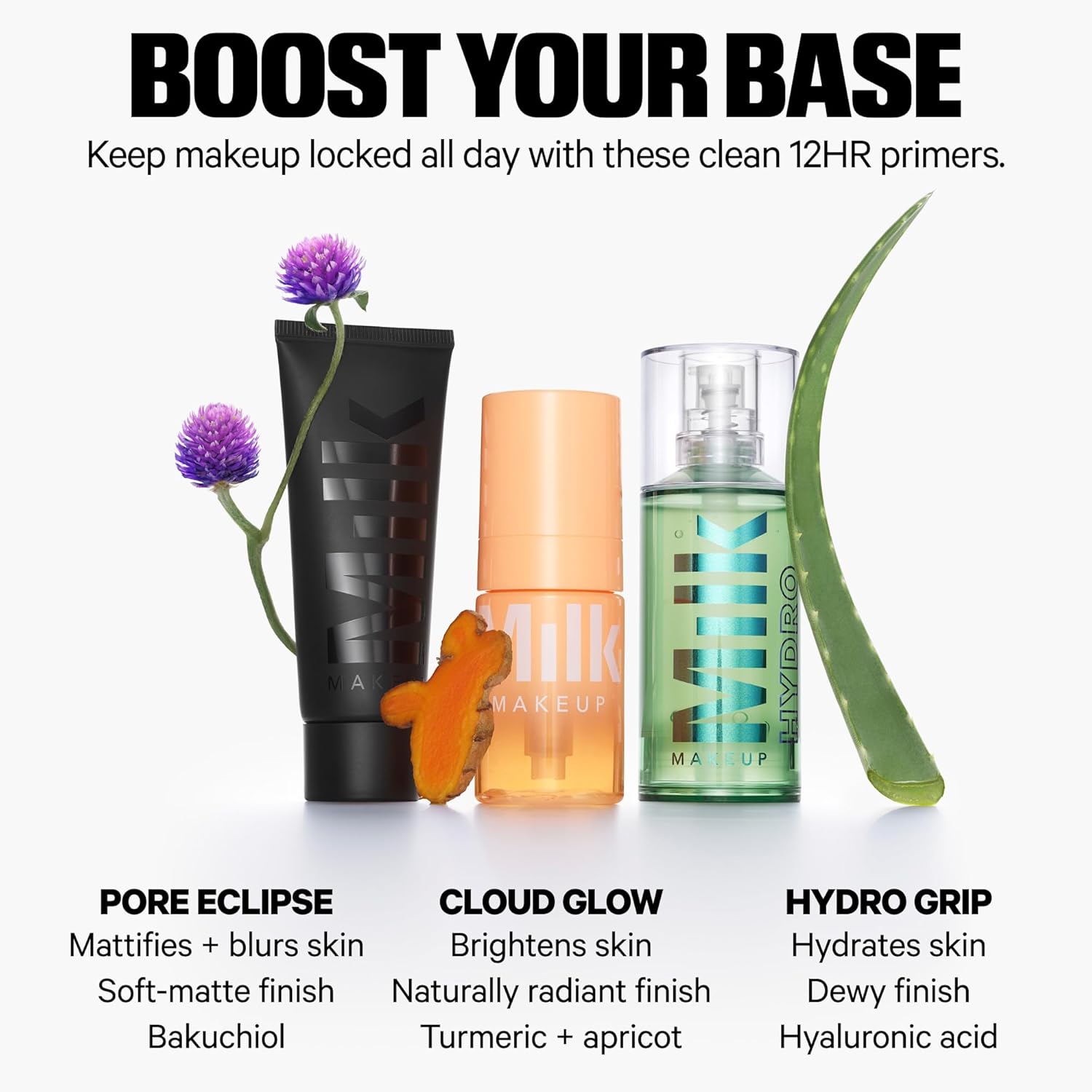 Milk Makeup Hydro Grip Primer with Hyaluronic Acid + Niacinamide – Hydrating Face Primer Grips Makeup for Up to 12 Hours – Silicone-Free, Lightweight Gel with Dewy Finish